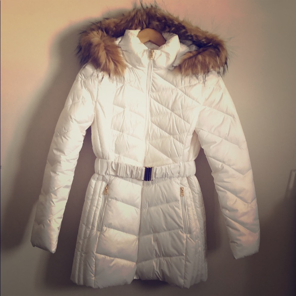 Cream Puffy Coat by Jessica Simpson
